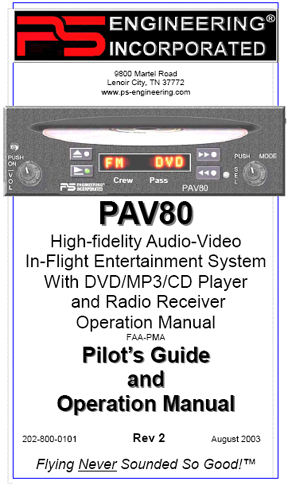 PAV80 In-flight Entertainment System Manual